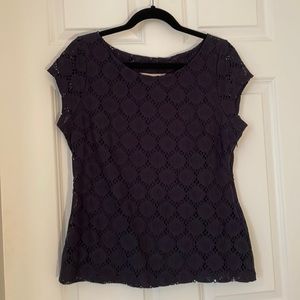 Banana Republic Navy Top. It has a built in liner. It zips on the side.